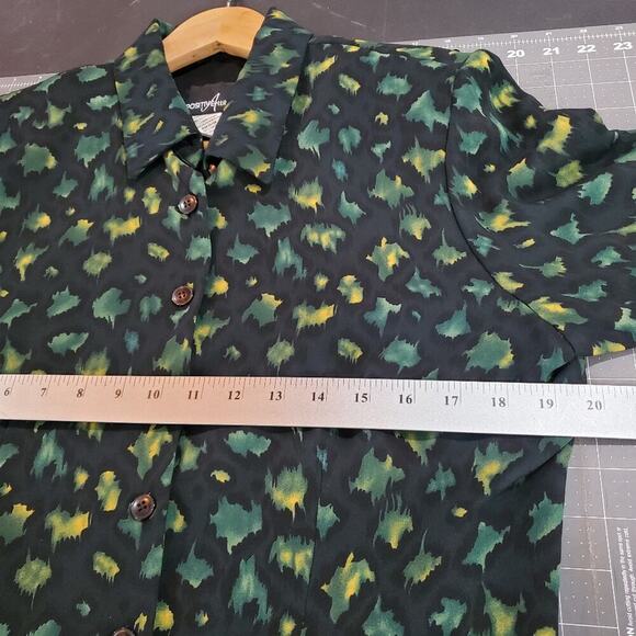 Positive Attitude Y2K Blouse Womens Size 14 Green Floral Ruffle Whimysgoth Retro - Picture 8 of 9